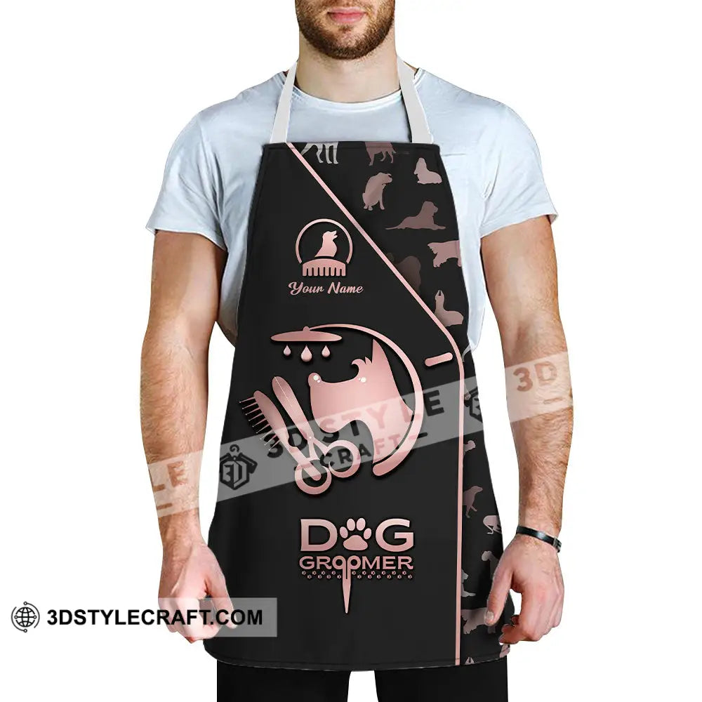 Unisex Apron - Custom Name For Groomer Dog