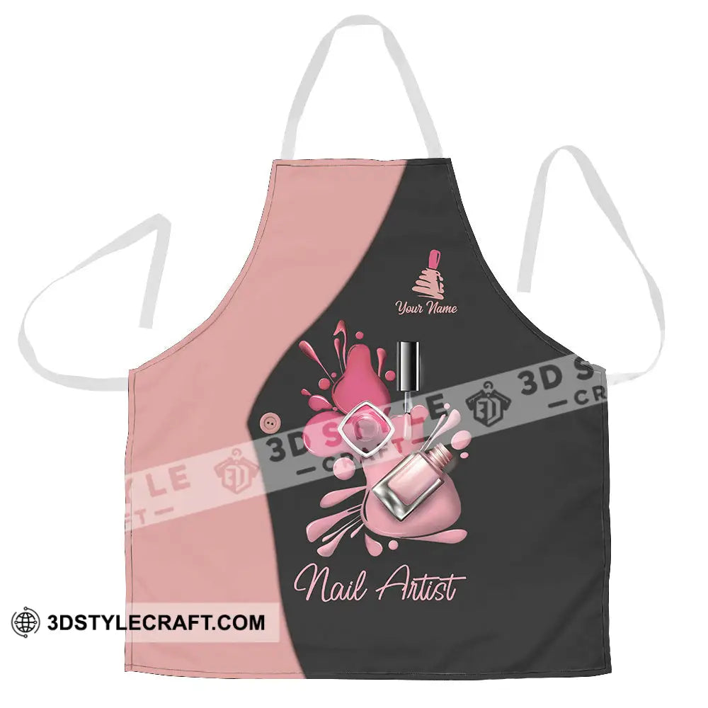 Unisex Apron - Custom Name For Pink Nails Artist