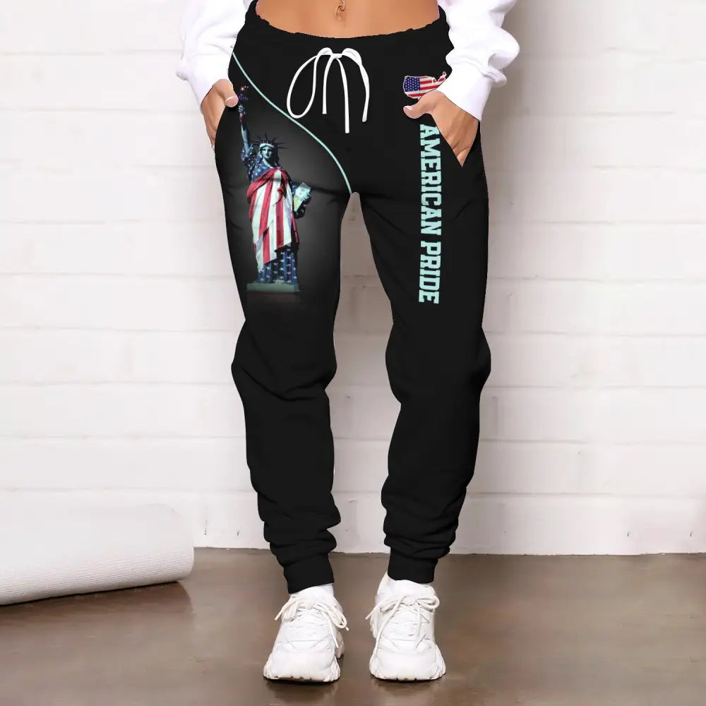 Unisex Clothing Custom Jogger American Pride Pants Independence Day Statue Of Liberty Apparel