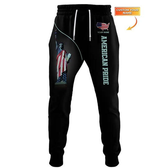 Unisex Clothing, Custom Jogger, American Pride Jogger Pants, Independence Day, Statue of Liberty Apparel style option 1