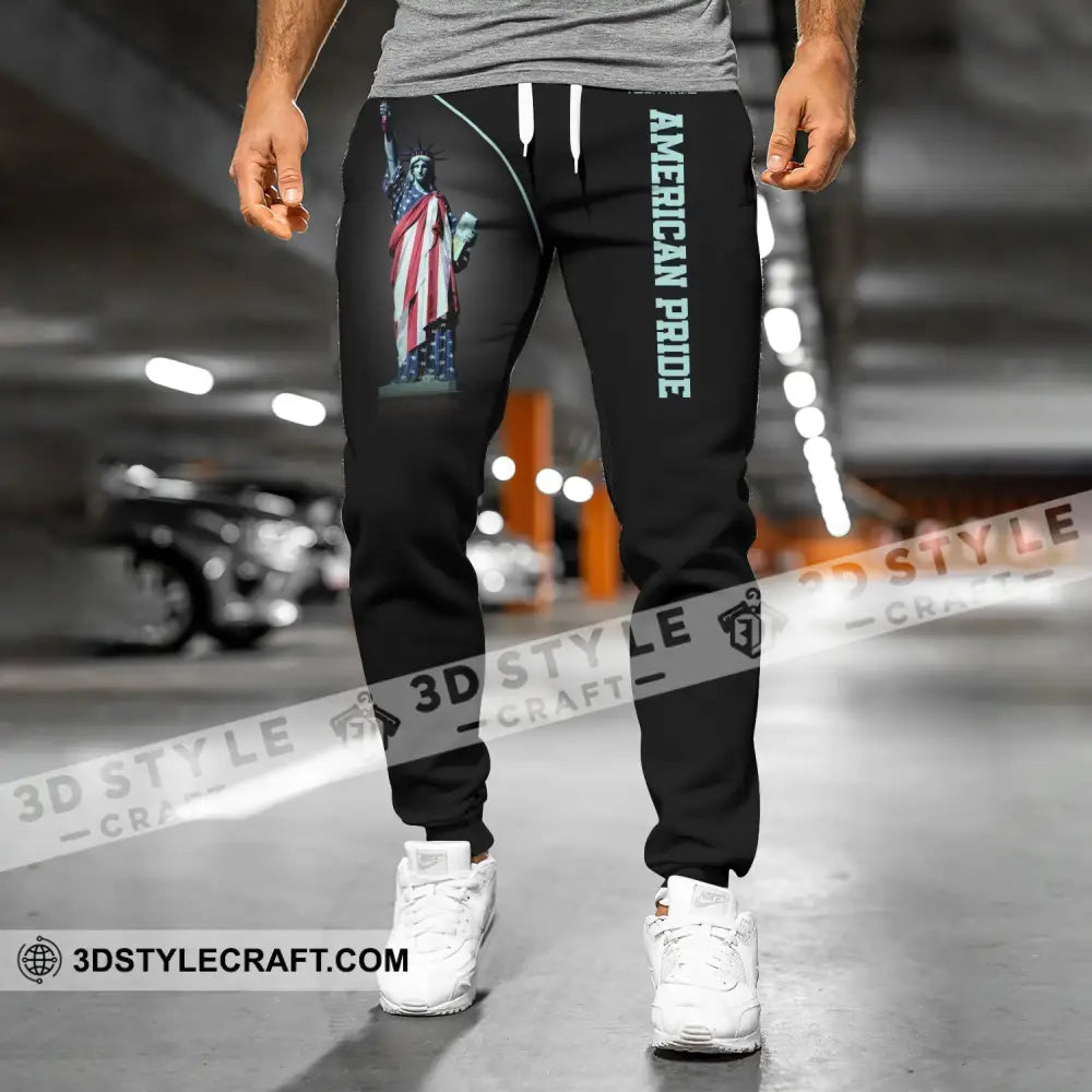 Unisex Clothing Custom Jogger American Pride Pants Independence Day Statue Of Liberty Apparel