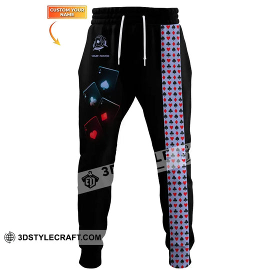Unisex Clothing, Custom Name Poker Jogger Pants, Poker Pants, Casino Poker style option 1