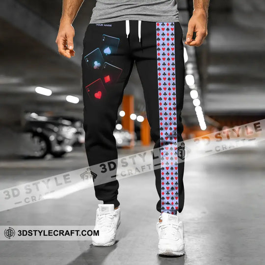 Unisex Clothing, Custom Name Poker Jogger Pants, Poker Pants, Casino Poker style option 2