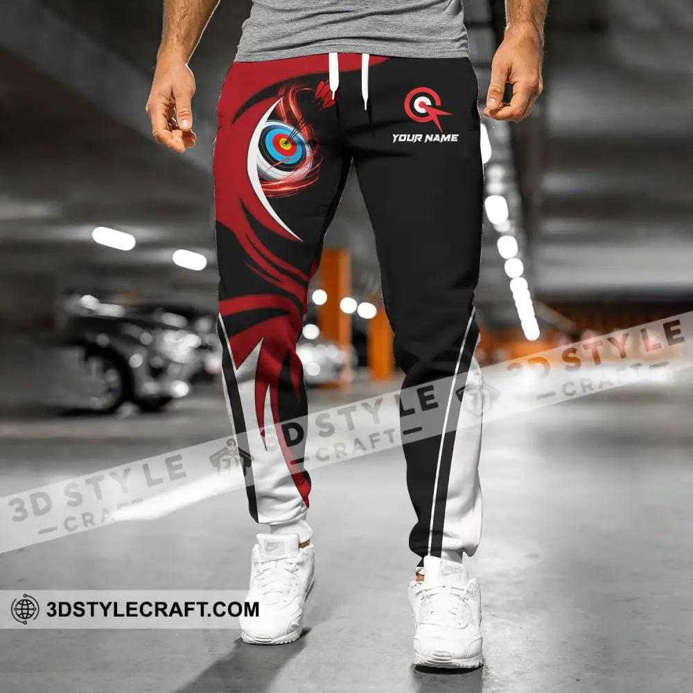 Unisex Pants - Custom Name Archery Sport Red Wave