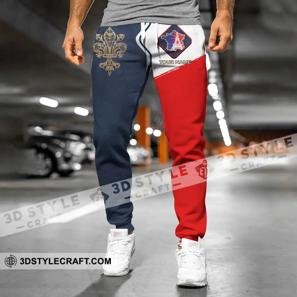 Unisex Pants - Custom Name France Map Jogger