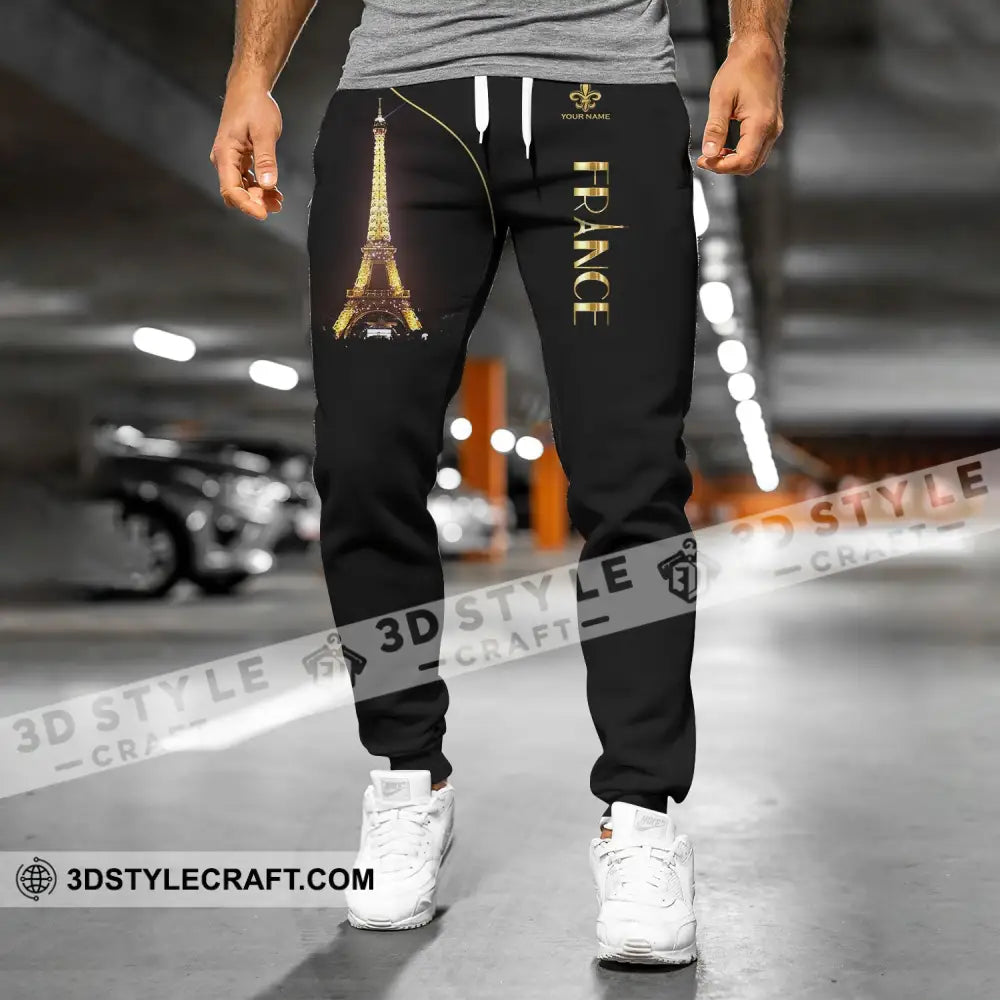 Unisex Pants - Custom Name Shirt Light Eiffel Tower France Jogger