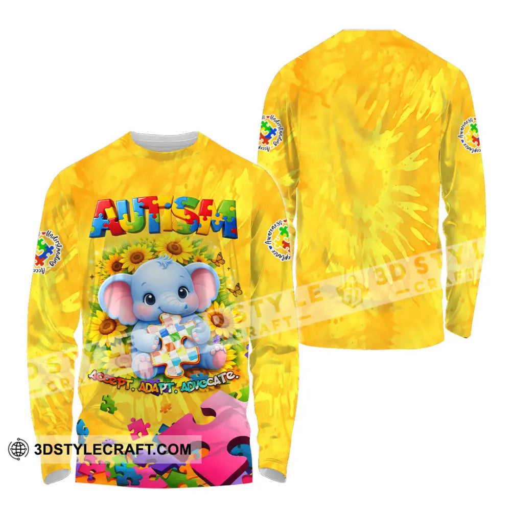 Unisex Shirt - Accept Adapt Advocate Autism 3D Shirt Long Sleeve Shirt / S T-shirt