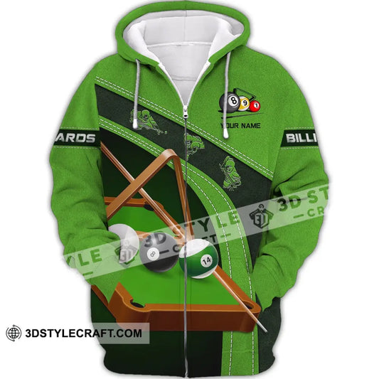 Unisex Shirt Billiards Green T-Shirt Table Polo For Lovers Zipper Hoodie / S