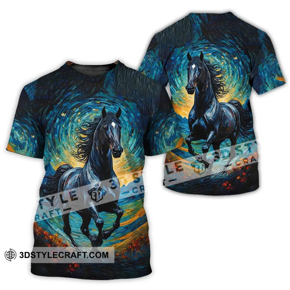 Unisex Shirt - Black Horse Symbolism Night Sky Shirt T-Shirt / S T-shirt