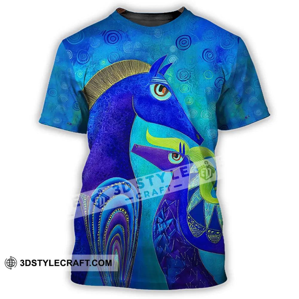 Unisex Shirt - Blue Abstract Art Horses Graphic Shirt T-Shirt / S T-shirt