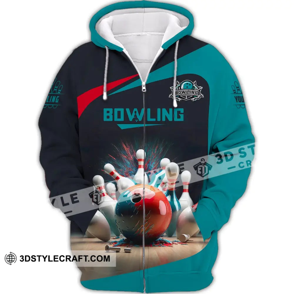 Unisex Shirt Bowling T-Shirt Custom Name For Lovers Zipper Hoodie / S