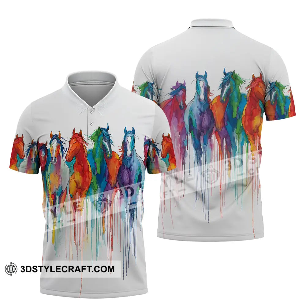 Unisex Shirt - Colorful Horses Horse Graphic Animal Scenery Stylish Shirt Polo Shirt / S T-shirt