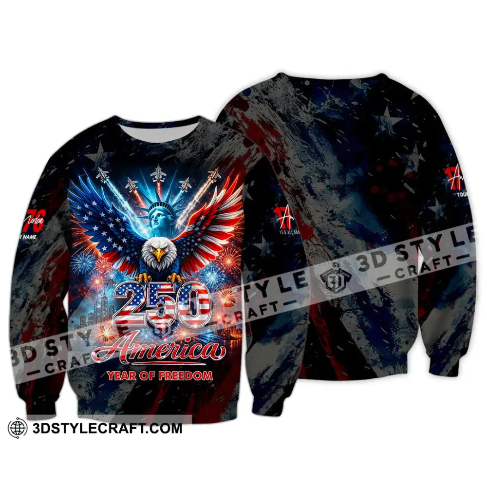 Unisex Shirt - Custom 250 Years America 3D Shirt Long Sleeve / S T-shirt