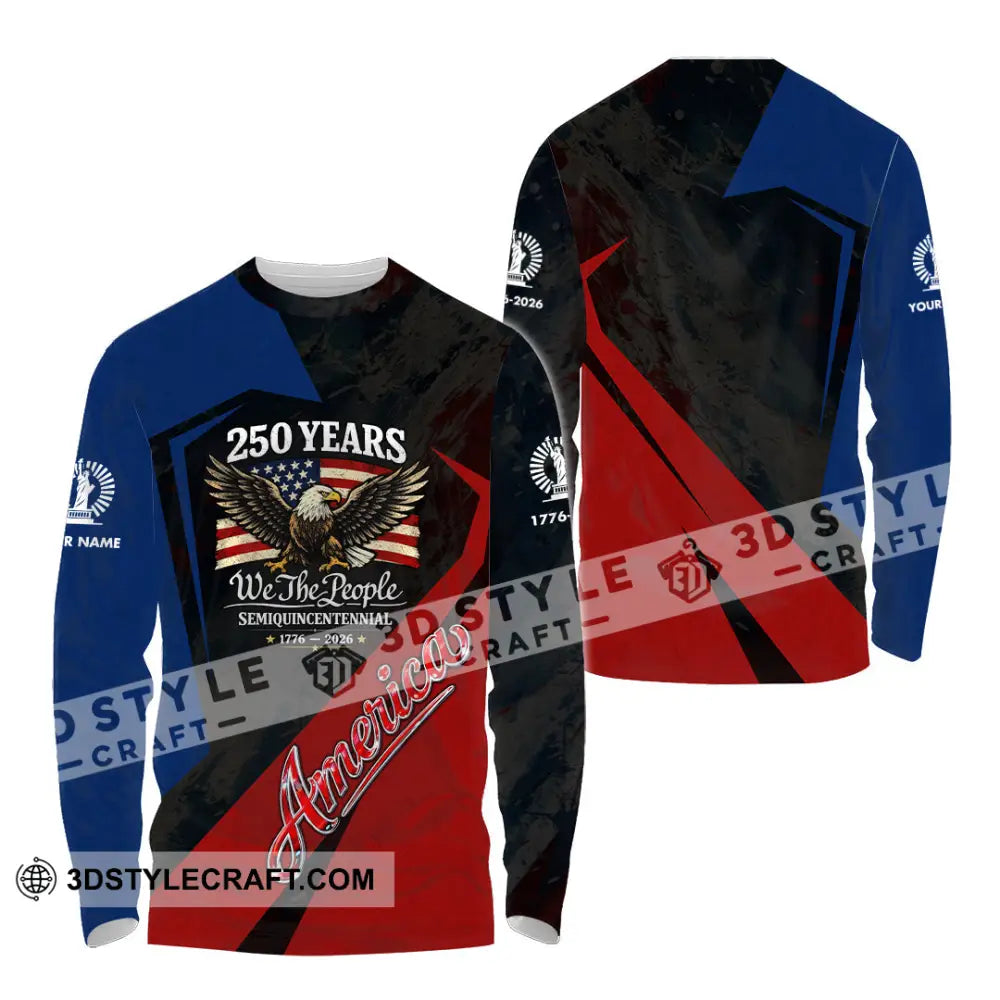 Unisex Shirt - Custom 250 Years America 3D Shirt Long Sleeve Shirt / S T-shirt