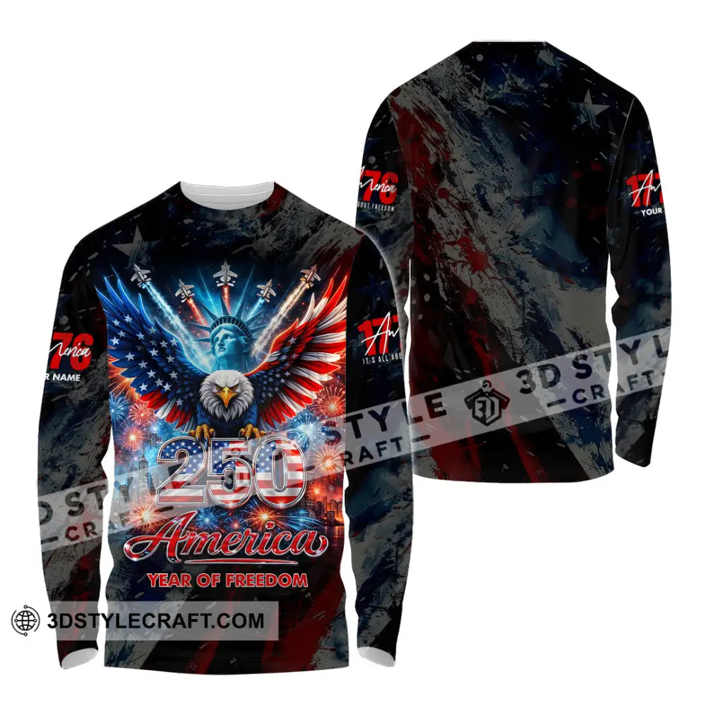 Unisex Shirt - Custom 250 Years America 3D Shirt Long Sleeve Shirt / S T-shirt