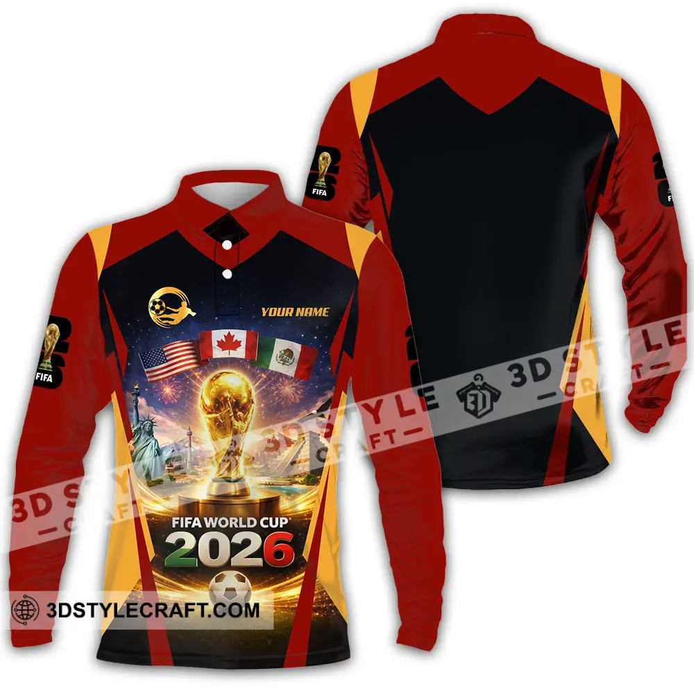 Unisex Shirt - Custom Fifa World Cup 2026 3D Shirt Long Sleeve Polo / S T-shirt