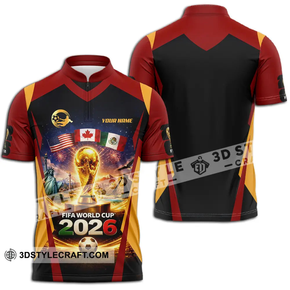 Unisex Shirt - Custom Fifa World Cup 2026 3D Shirt Zipper Polo Shirt / S T-shirt