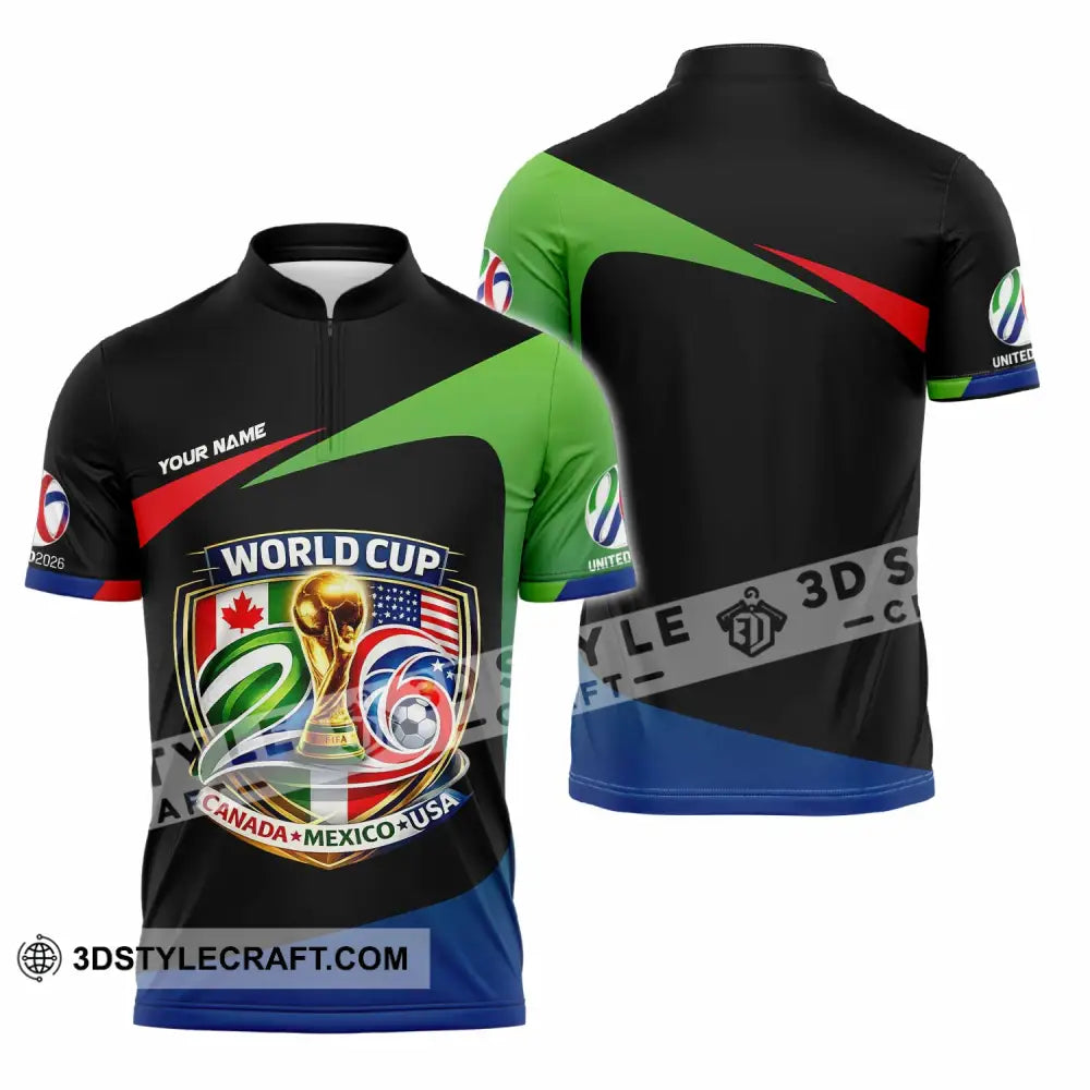 Unisex Shirt - Custom Fifa World Cup 2026 3D Shirt Zipper Polo Shirt / S T-shirt