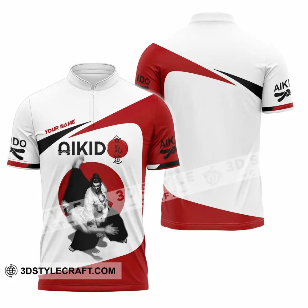 Unisex Shirt - Custom Aikido 3D Shirt Zipper Polo Shirt / S T-shirt