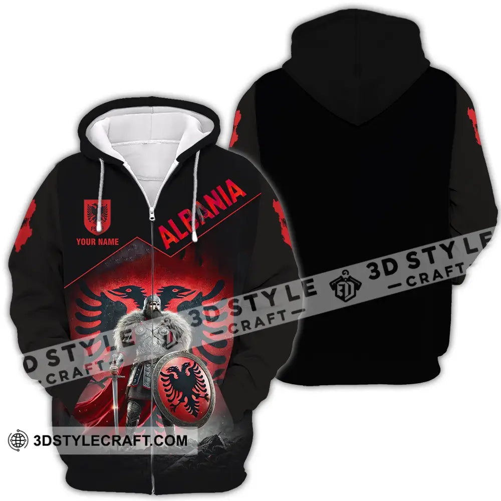 Unisex Shirt - Custom Albania Warrior Shirt Zipper Hoodie / S T-shirt