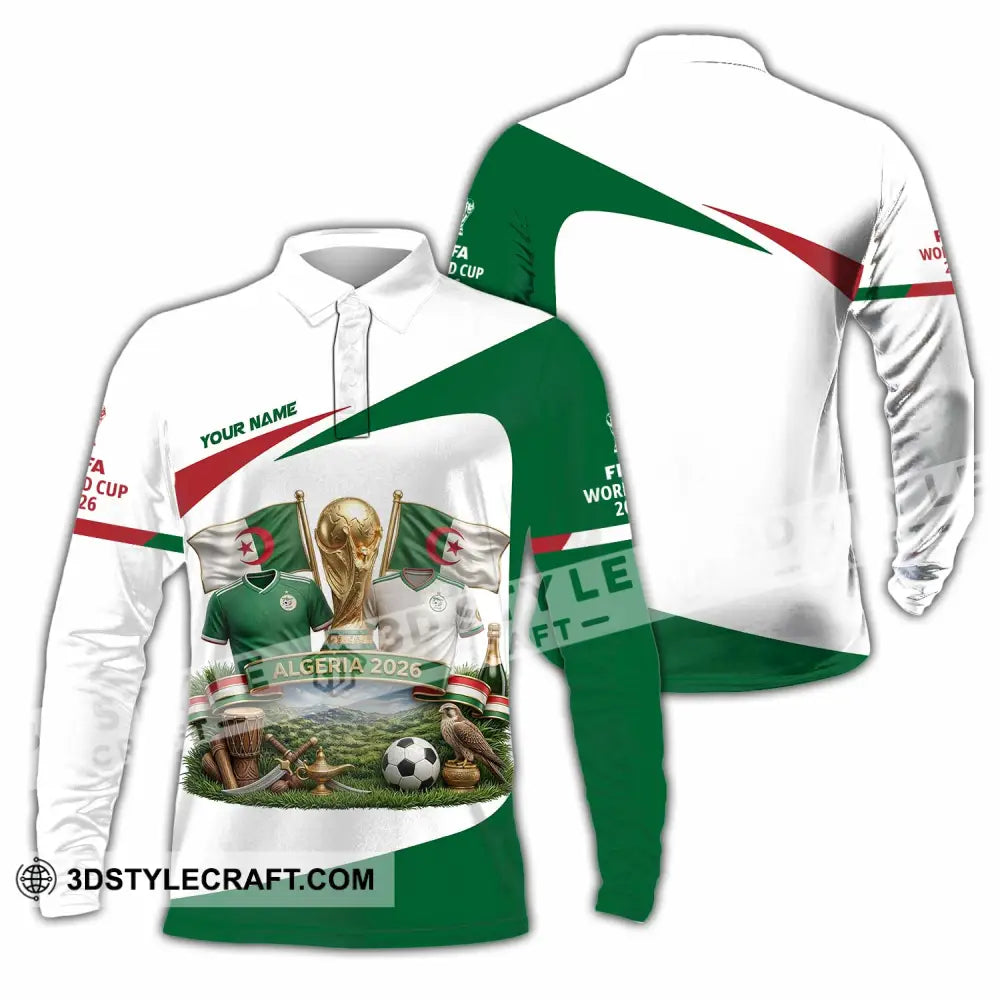 Unisex Shirt - Custom Algeria World Cup 2026 3D Shirt - Long Sleeve Polo / S - T-shirt