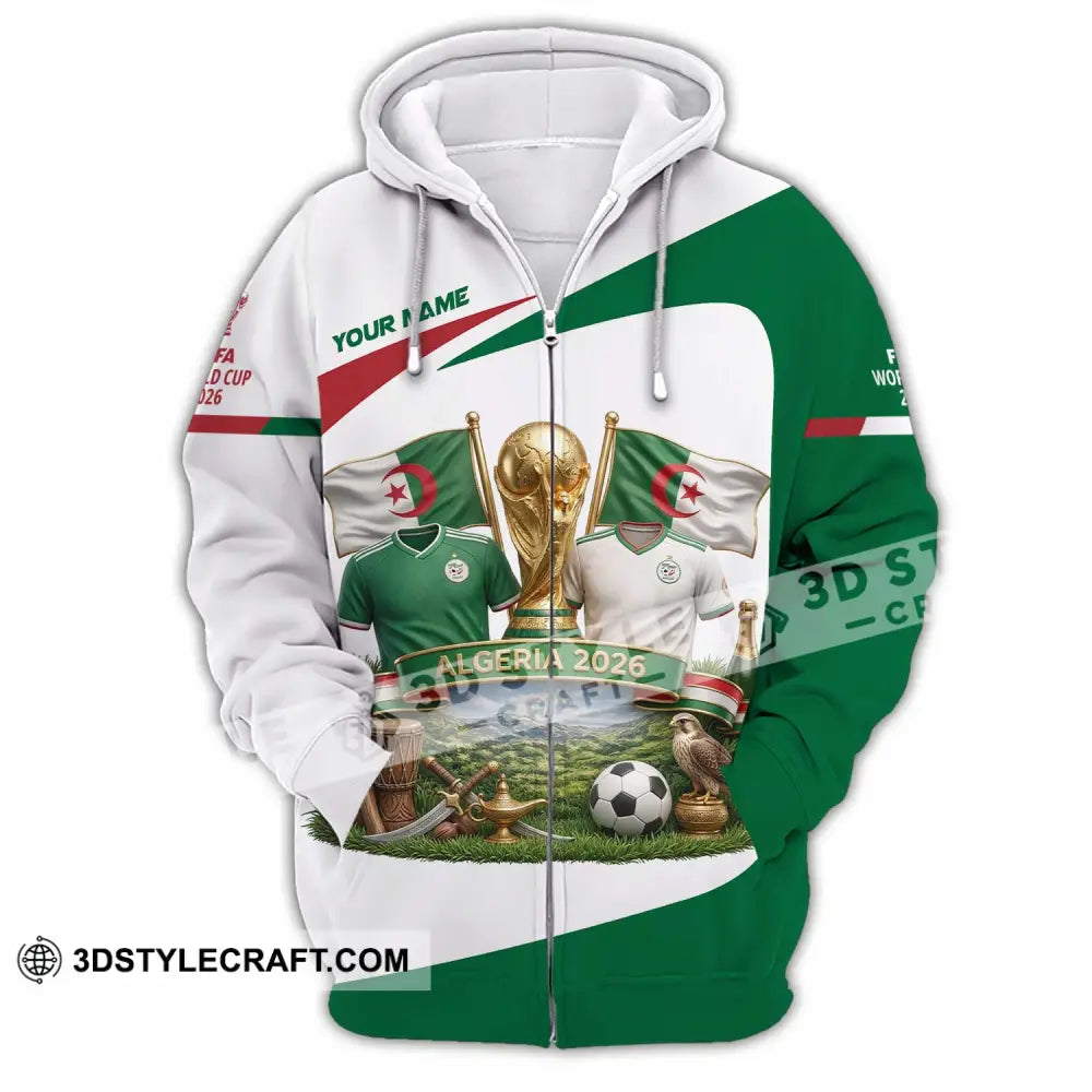 Unisex Shirt - Custom Algeria World Cup 2026 3D Shirt - Zipper Hoodie / S - T-shirt