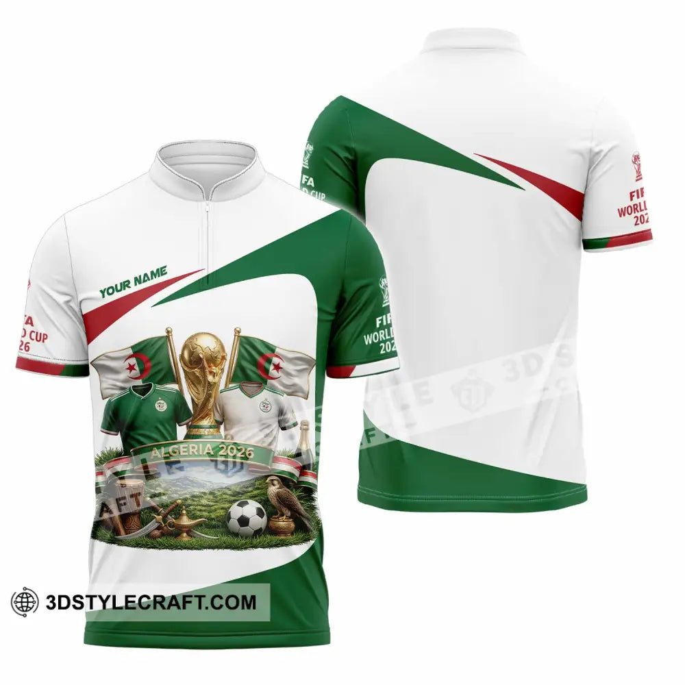 Unisex Shirt - Custom Algeria World Cup 2026 3D Shirt - Zipper Polo Shirt / S - T-shirt