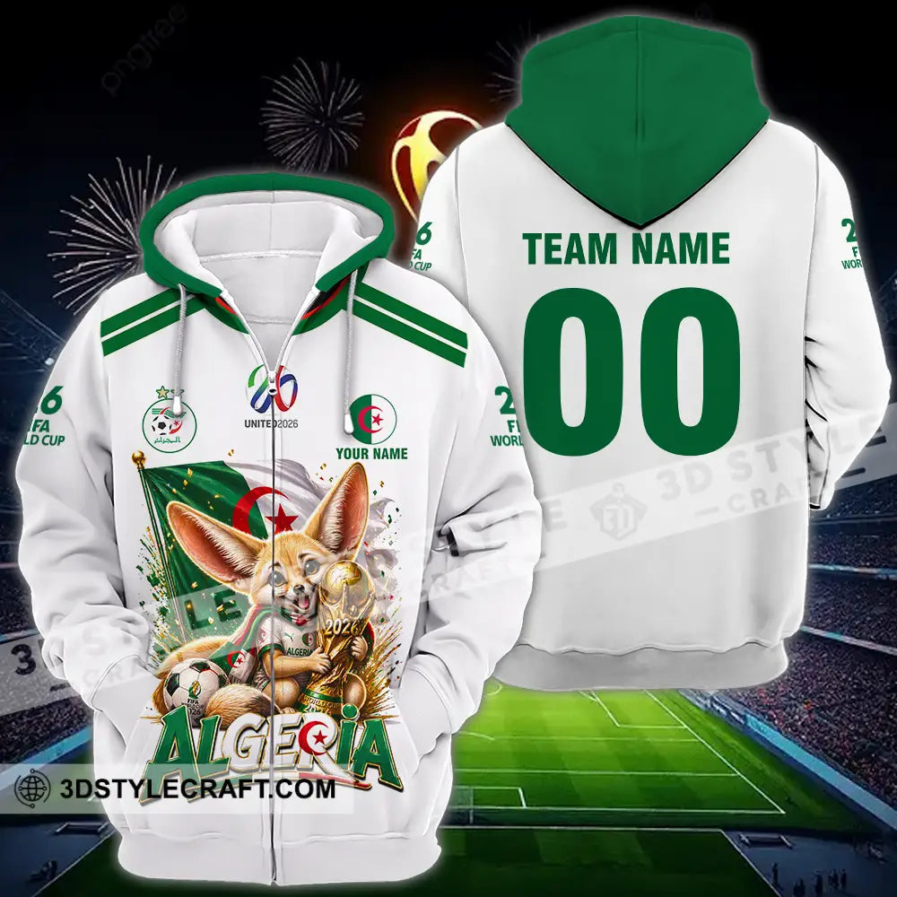 Unisex Shirt - Custom Algeria World Cup 2026 3D Shirt - Zipper Hoodie / S - T-shirt