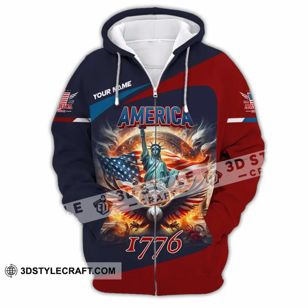 Unisex Shirt - Custom America 1776 Shirt Zipper Hoodie / S T-shirt