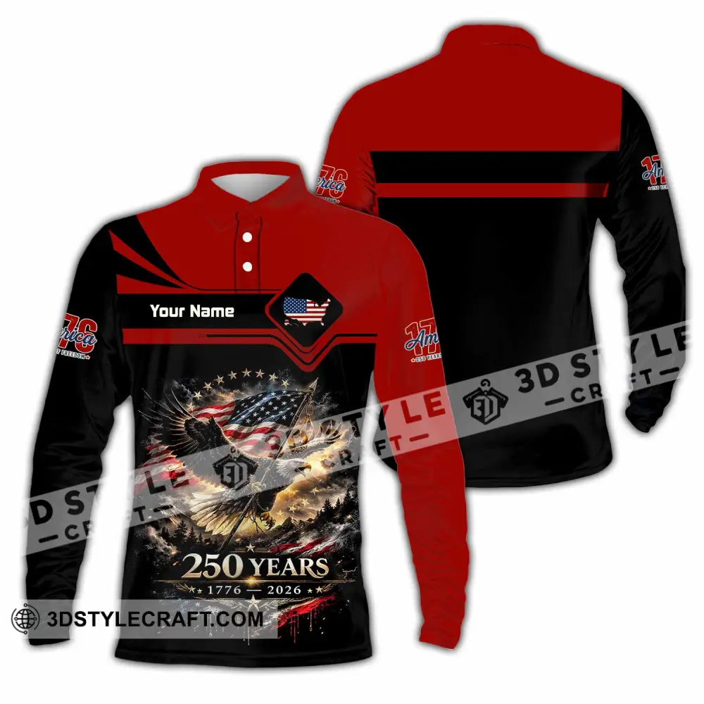 Unisex Shirt - Custom America 250 Years Shirt - Long Sleeve Polo / S - T-shirt