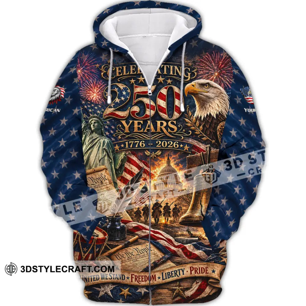 Unisex Shirt - Custom America 250 Years Shirt - Zipper Hoodie / S - T-shirt