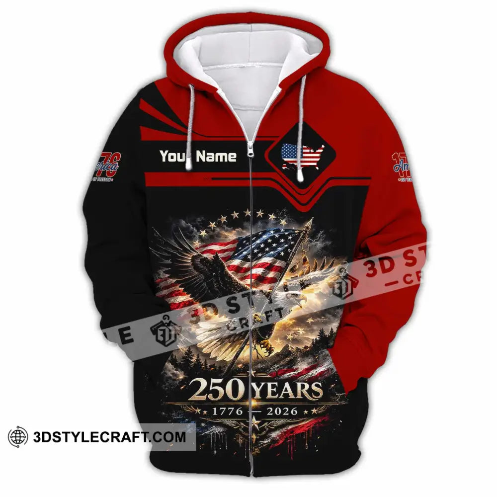 Unisex Shirt - Custom America 250 Years Shirt - Zipper Hoodie / S - T-shirt