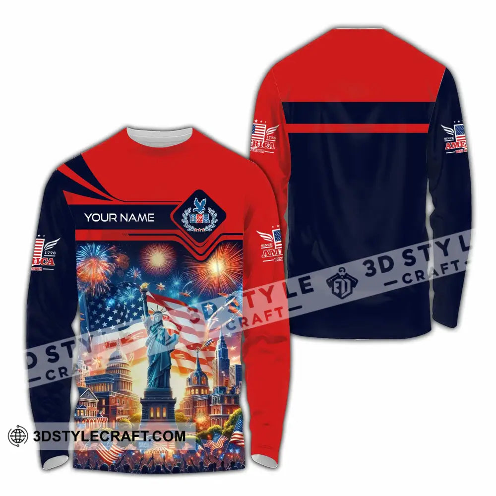 Unisex Shirt - Custom America Shirt Long Sleeve Shirt / S T-shirt