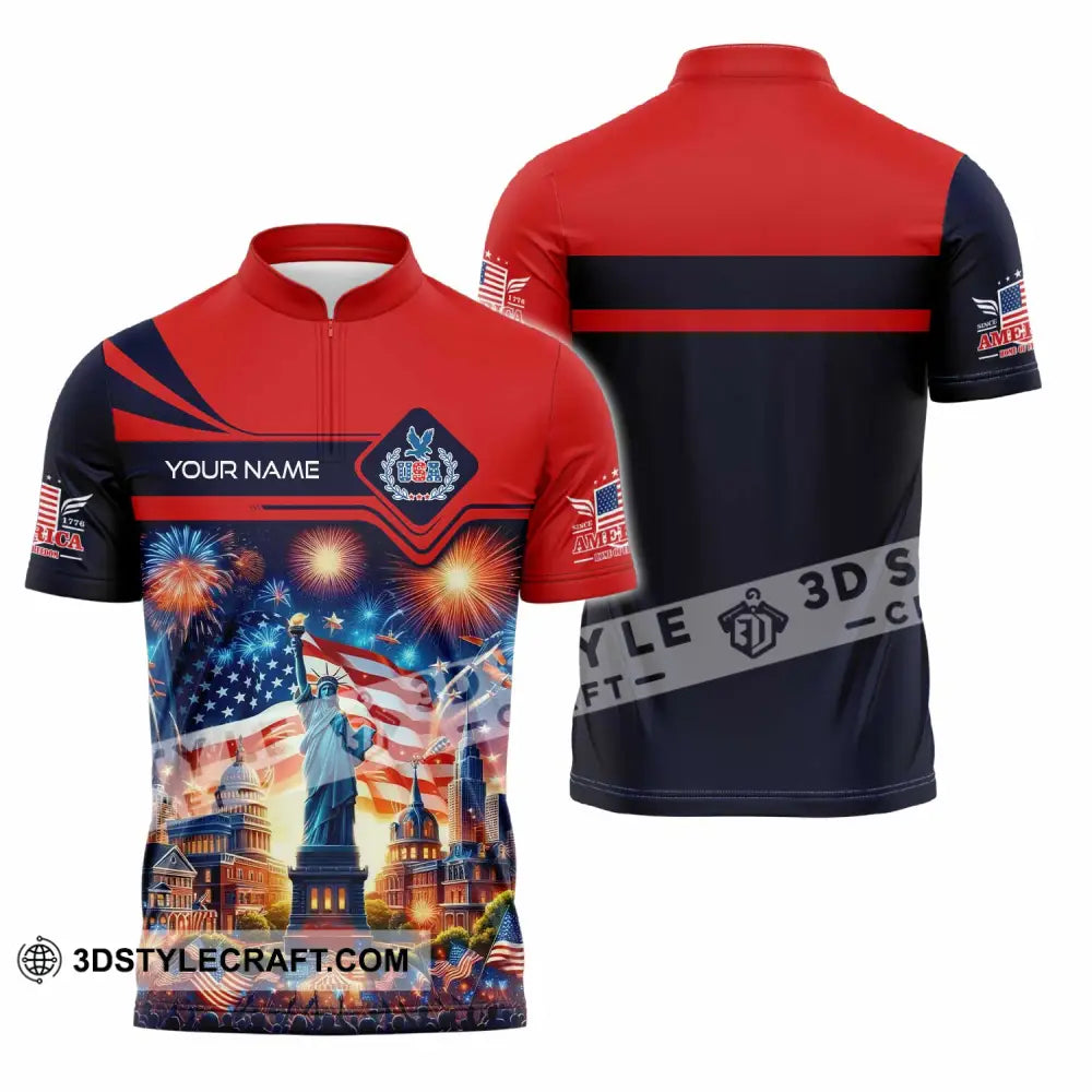 Unisex Shirt - Custom America Shirt Zipper Polo Shirt / S T-shirt