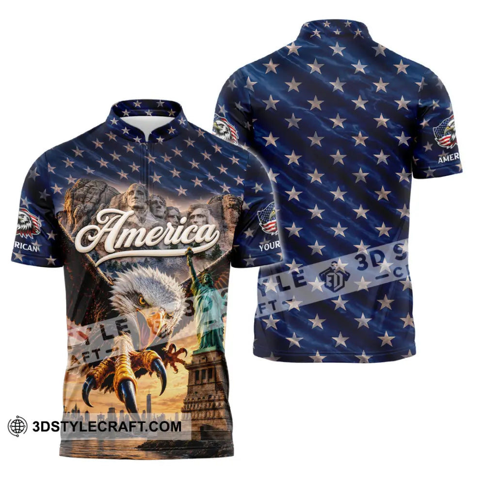 Unisex Shirt - Custom America Shirt - Zipper Polo Shirt / S - T-shirt