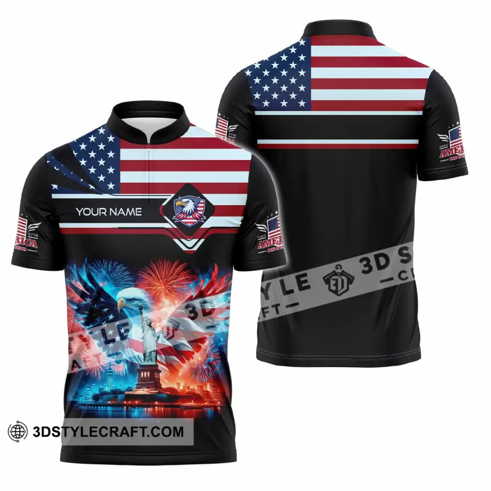 Unisex Shirt - Custom America Shirt Zipper Polo Shirt / S T-shirt