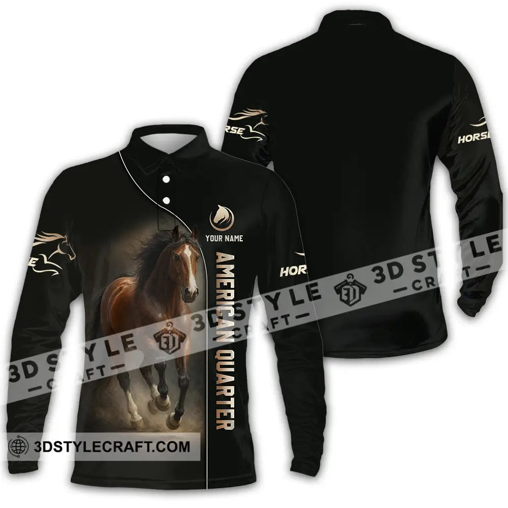 Unisex Shirt - Custom American Quarter Horse Shirt Long Sleeve Polo / S T-shirt