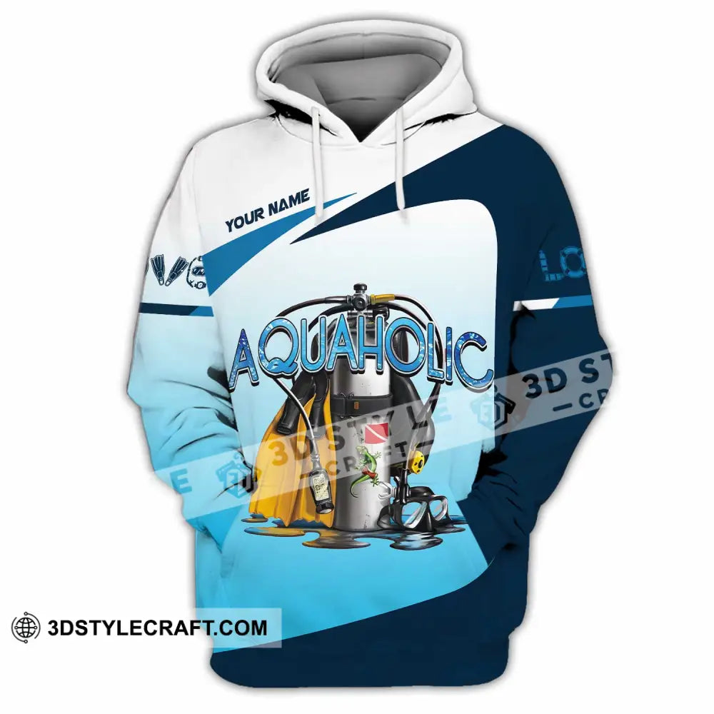 Unisex Shirt - Custom Aquaholic Scuba Diving Diver Shirt Hoodie / S T-shirt