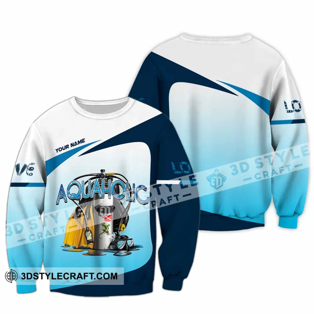 Unisex Shirt - Custom Aquaholic Scuba Diving Diver Shirt Long Sleeve / S T-shirt