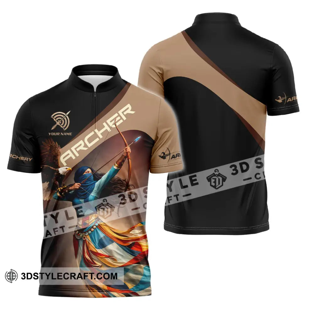 Unisex Shirt - Custom Archer 3D Shirt Zipper Polo Shirt / S T-shirt
