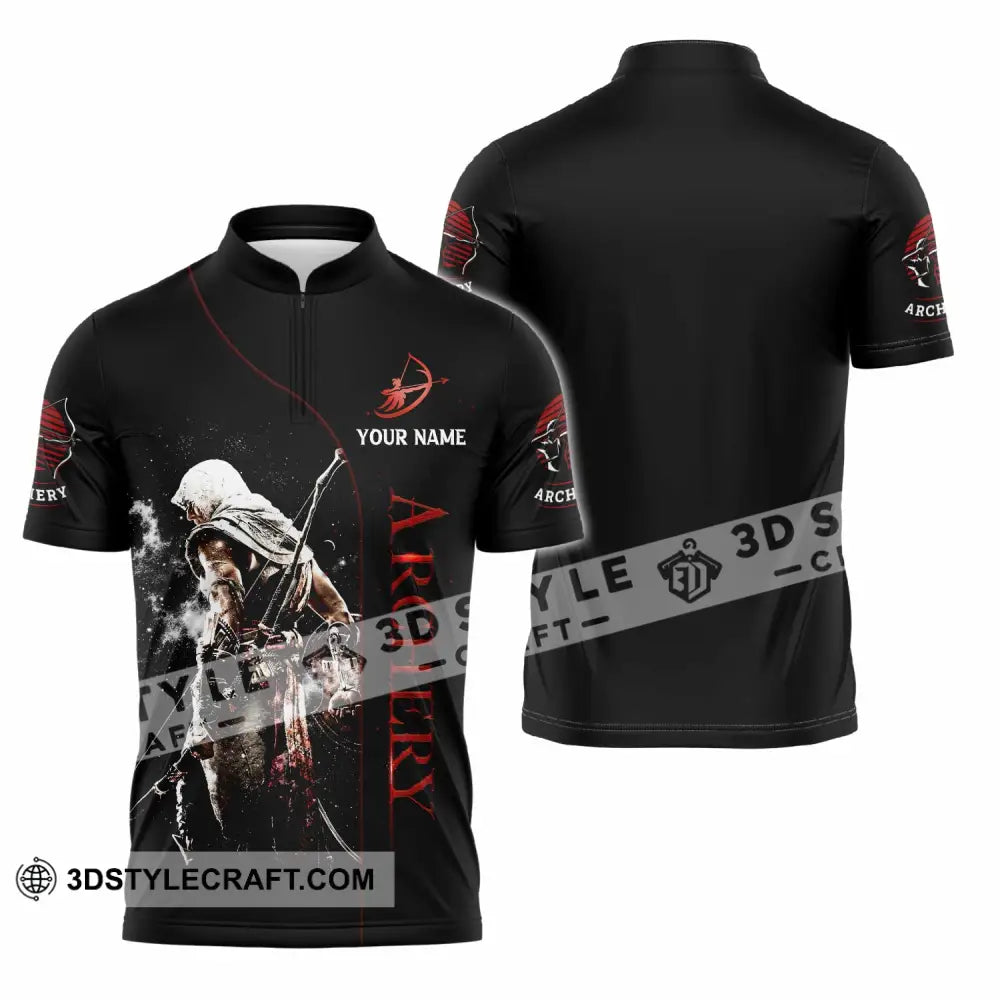 Unisex Shirt - Custom Archery 3D Shirt Zipper Polo Shirt / S T-shirt