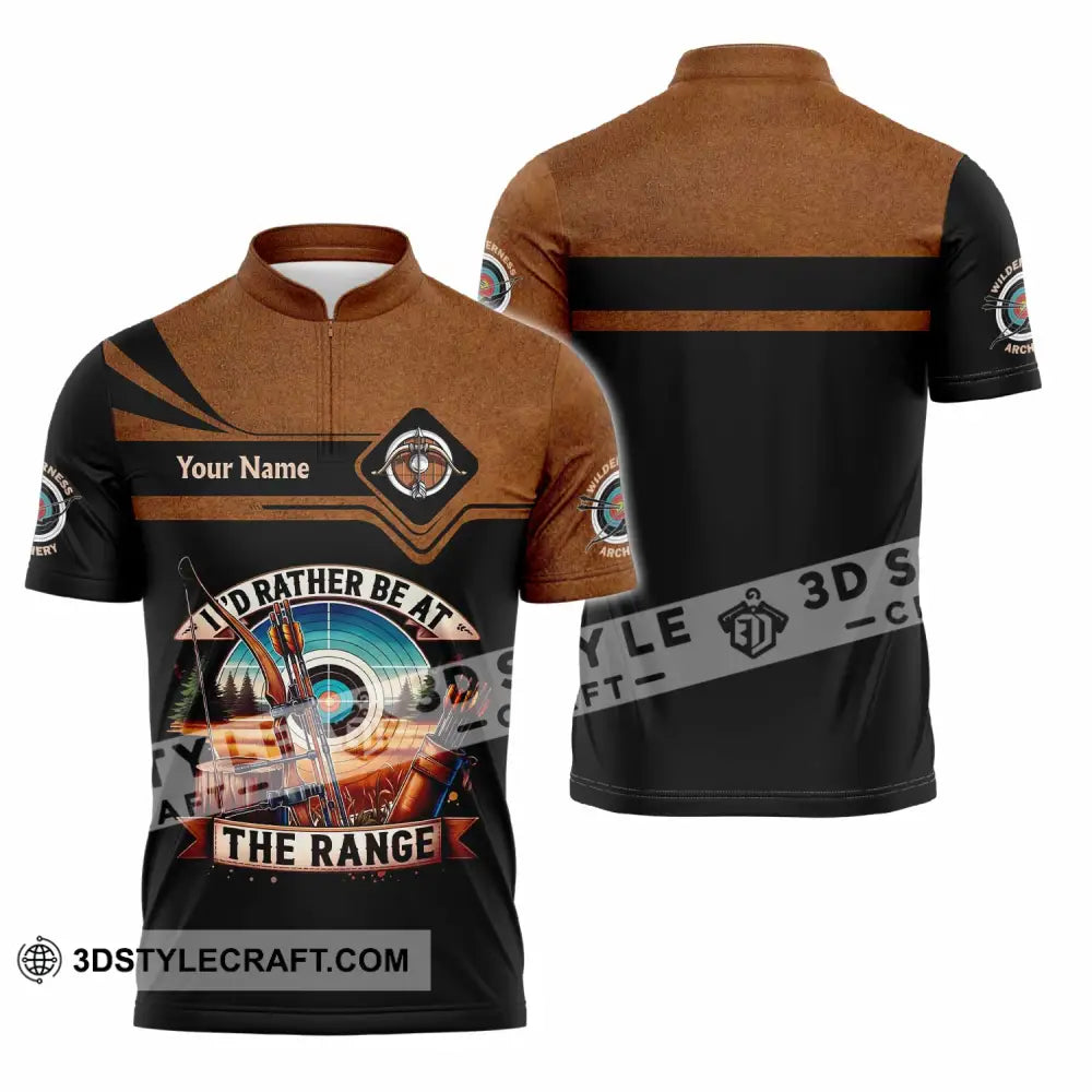 Unisex Shirt - Custom Archery 3D Shirt Zipper Polo Shirt / S T-shirt