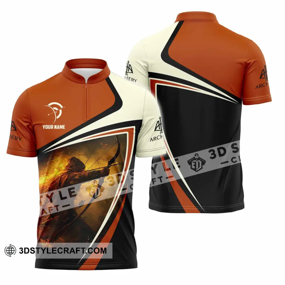 Unisex Shirt - Custom Archery Lover Sport Shirt Zipper Polo Shirt / S T-shirt