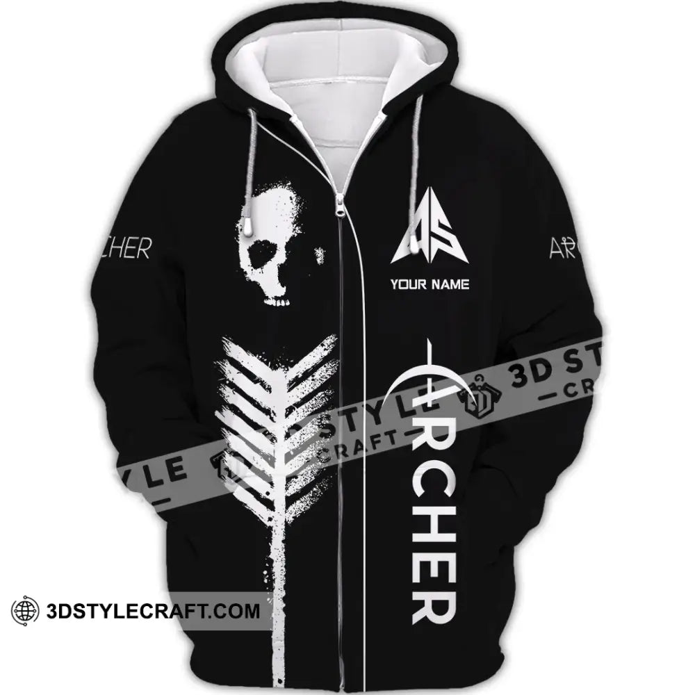 Unisex Shirt - Custom Archery Skullcap Archery Player Shirt Zipper Hoodie / S T-shirt