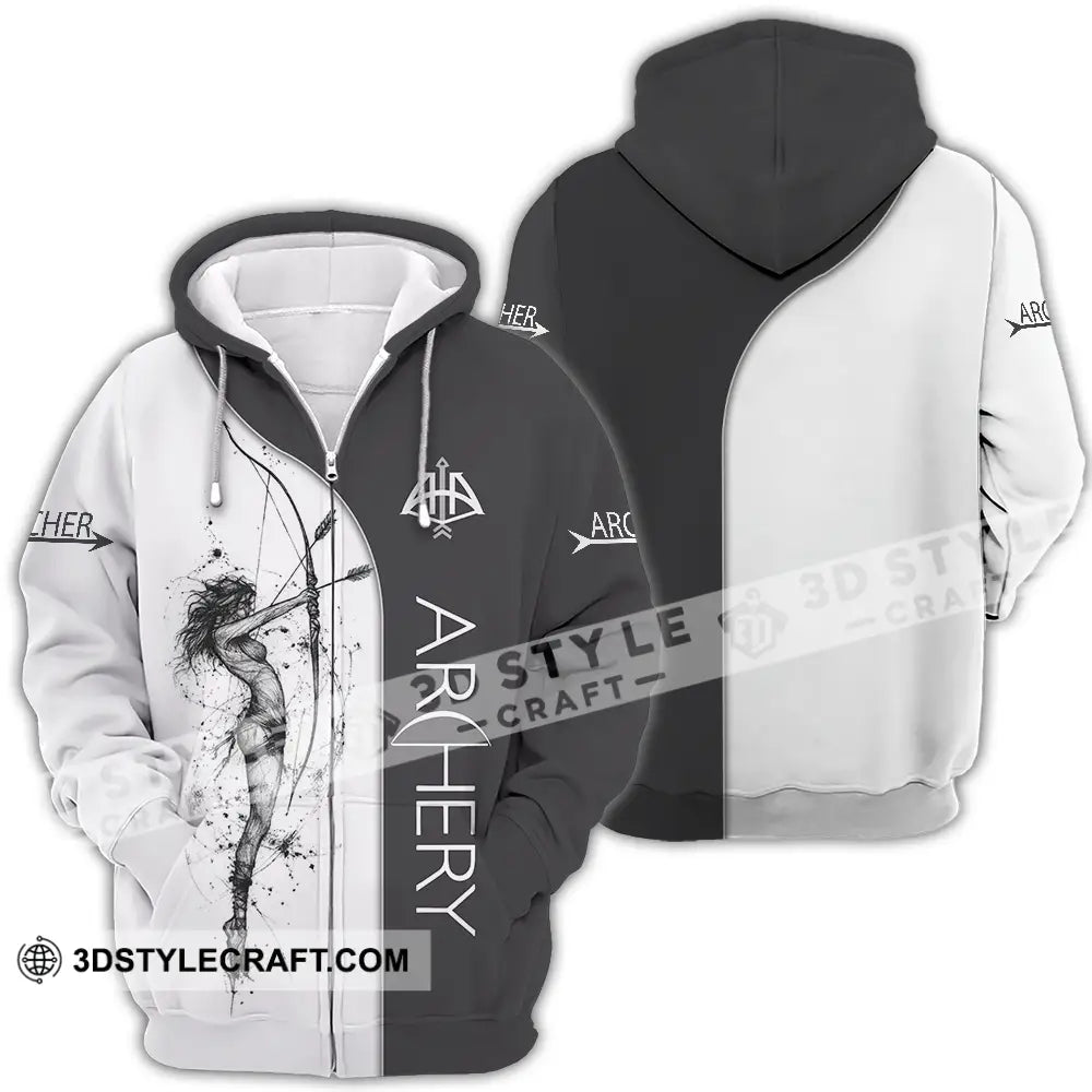 Unisex Shirt Custom Archery Sport Lover Shirt Zipper Hoodie / S T shirt