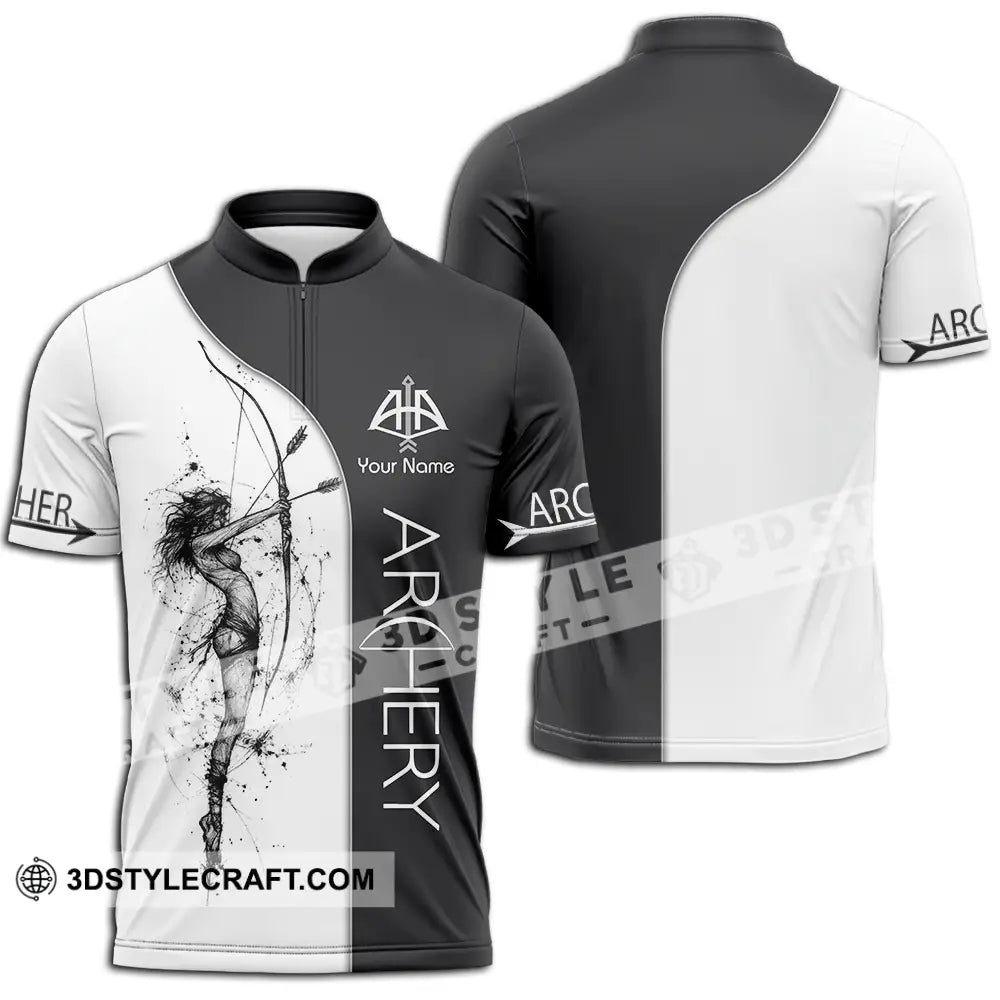 Unisex Shirt Custom Archery Sport Lover Shirt Zipper Polo Shirt / S T shirt