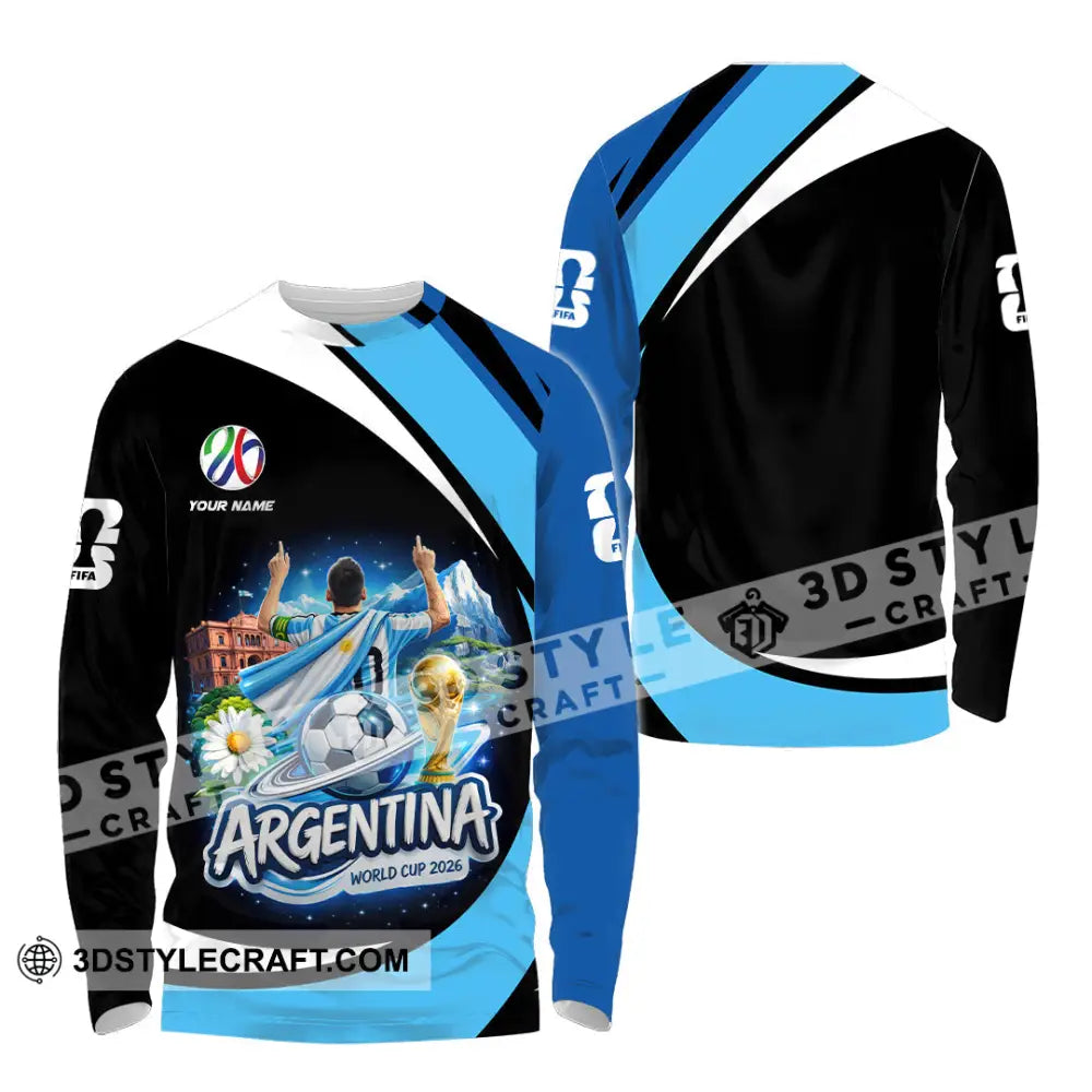 Unisex Shirt - Custom Argentina World Cup 2026 2026 3D Shirt - Long Sleeve Shirt / S - T-shirt