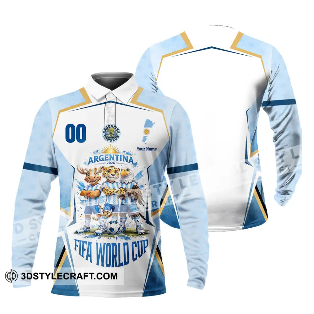 Unisex Shirt - Custom Argentina World Cup 2026 3D Shirt - Long Sleeve Polo / S - T-shirt