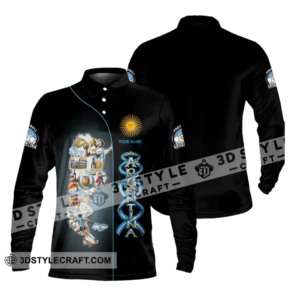 Unisex Shirt - Custom Argentina 3D Shirt Long Sleeve Polo / S T-shirt