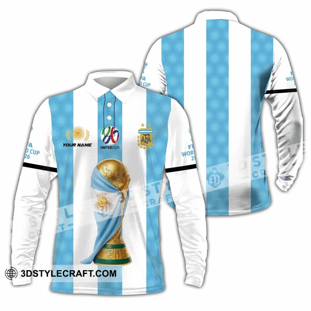 Unisex Shirt - Custom Argentina World Cup 2026 3D Shirt - Long Sleeve Polo / S - T-shirt